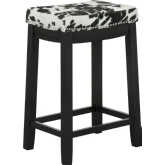 Claridge Counter Stool in Black Wood & Black Cow Print Microfiber Fabric