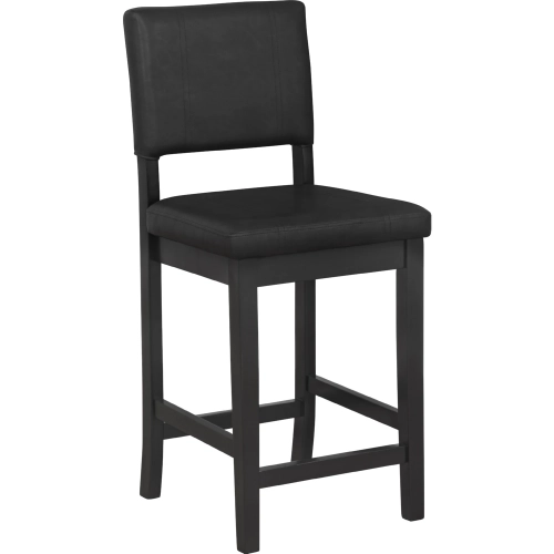 Milano Counter Stool in Black Wood & Vegan Leather