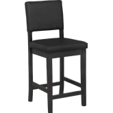 Milano Counter Stool in Black Wood & Vegan Leather