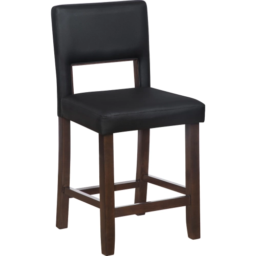 Vega Counter Stool in Espresso Wood & Black Vegan Leather