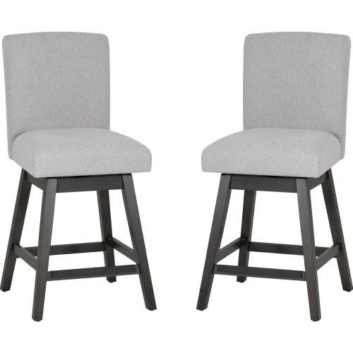 Cyrus Swivel Counter Stool in Grey Wood & Grey Fabric (Set of 2)
