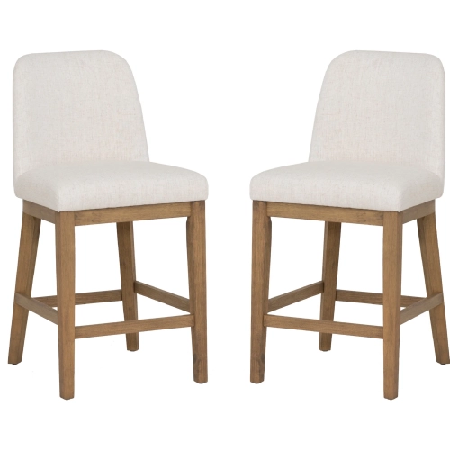 Tucker Counter Stool in Natural Wood & Cream Fabric (Set of 2)