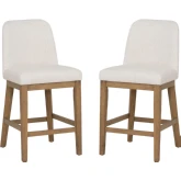 Tucker Counter Stool in Natural Wood & Cream Fabric (Set of 2)