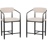 Bonlyn 24" Counter Stool in Cream Boucle Fabric & Black Metal (Set of 2)