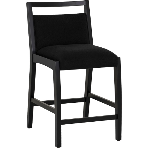 Skylar Counter Stool in Black Wood & Black Fabric