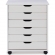 Cary 6 Drawer Wide Roll Cart in White Wash Wood