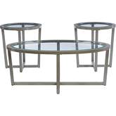 Barnett 3 Piece Coffee & End Table Set in Champagne Grey & Glass