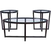 Barnett 3 Piece Coffee & End Table Set in Umber Brown & Glass