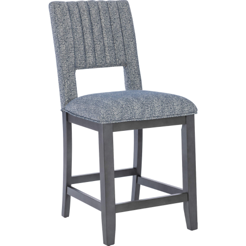 Jubilee Counter Stool in Gray Wood & Speckled Navy Fabric (Set of 2)