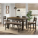 Meretta 6 Piece Counter Dining Set in Wood & Brown Fabric