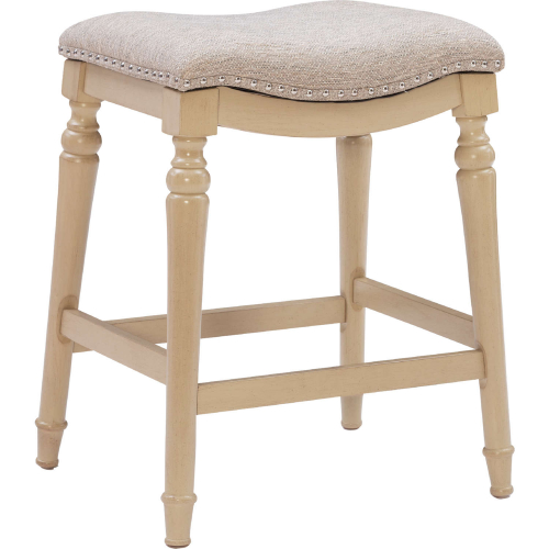 Hayes Big & Tall Counter Stool in Speckled Cream Wood & Greige Fabric