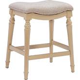 Hayes Big & Tall Counter Stool in Speckled Cream Wood & Greige Fabric