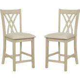 Maggie Counter Stool in Natural Wood & Sand Fabric (Set of 2)