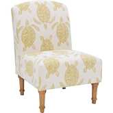 Hawksbill Accent Chair in Mustard Yellow & Cream Turtle Print Fabric