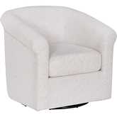 Bonnie Swivel Accent Chair in Bone Linen Look & Bronze