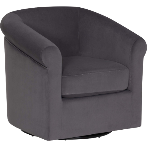 Bonnie Swivel Accent Chair in Grey Velvet & Bronze