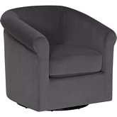 Bonnie Swivel Accent Chair in Grey Velvet & Bronze