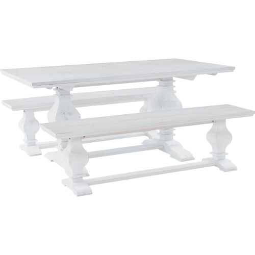 McLeavy 3 Piece Dining Set in Distressed White Finish Wood