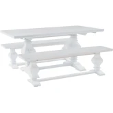 McLeavy 3 Piece Dining Set in Distressed White Finish Wood