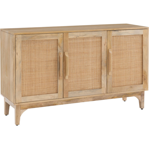 Janie 3 Door Cabinet in Wood & Rattan