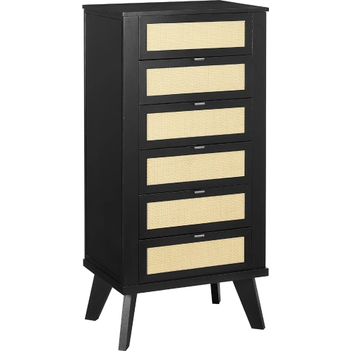 Collett Jewelry Armoire in Black Wood & Cane