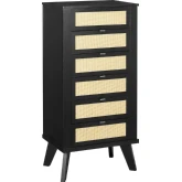 Collett Jewelry Armoire in Black Wood & Cane