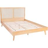 Collett Queen Bed in Natural Finish Wood & Cane