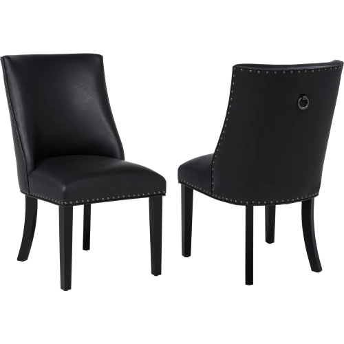 Adler Dining Chair in Black Wood & Black Vegan Leather