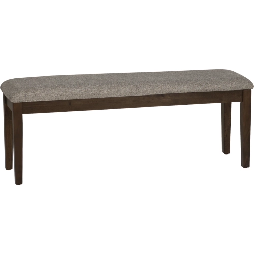 Drury Dining Bench in Brown Wood & Grey Fabric
