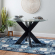 Adler 48" Round X Base Dining Table in Black & Tempered Glass