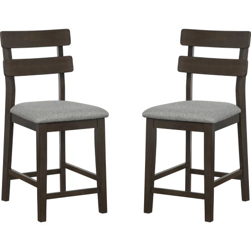 Drury Brown Counter Stool in Brown Wood & Grey Fabric