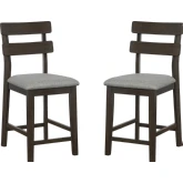 Drury Brown Counter Stool in Brown Wood & Grey Fabric
