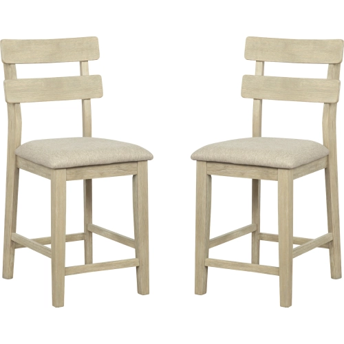 Drury Natural Counter Stool in Natural Wood & Beige Fabric