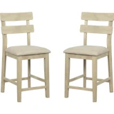 Drury Natural Counter Stool in Natural Wood & Beige Fabric