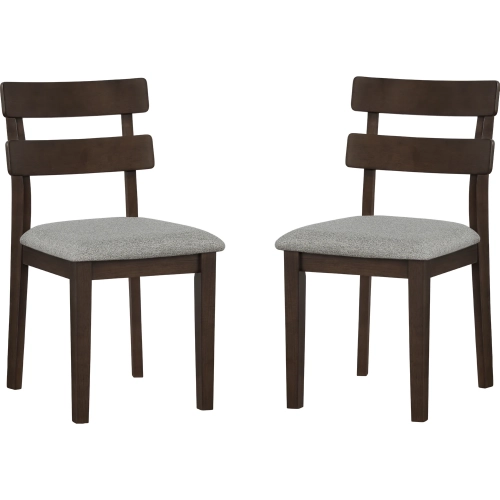 Drury Dining Chair in Brown Wood & Grey Fabric
