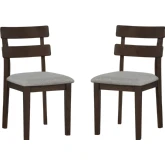 Drury Dining Chair in Brown Wood & Grey Fabric