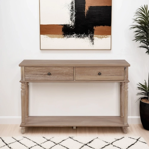 Mcghie Console Table in Brushed Grey Wash Wood