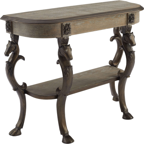 Gypsy Console Table in Pewter Grey Brown Wood & Iron