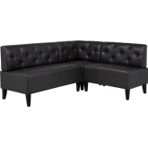 Adler Dining Nook Banquette in Black Wood & Tufted Black Vegan Leather