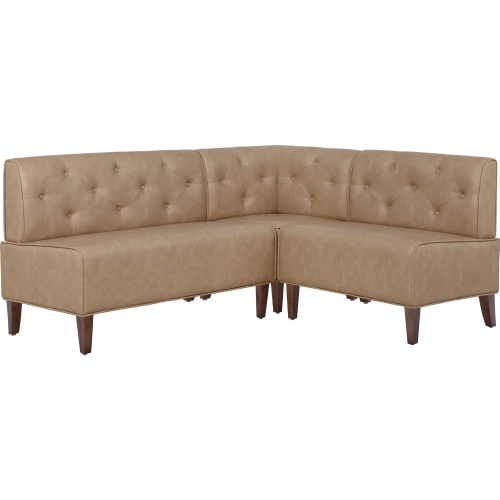 Adler Dining Nook Banquette in Espresso Wood & Tufted Tan Vegan Leather