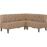 Adler Dining Nook Banquette in Espresso Wood & Tufted Tan Vegan Leather