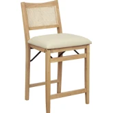 Bauer Folding Counter Stool in Natural Wood & Cream Fabric