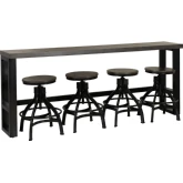 Hawkford 5 Piece Adjustable Console Dining Set in Grey Wood & Gunmetal