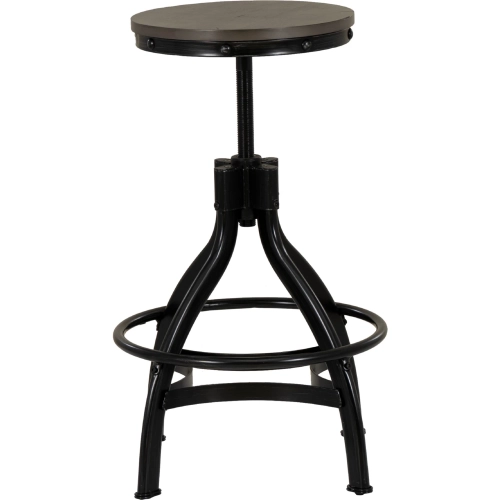 Hawkford Adjustable Backless Stool in Grey Wood & Gunmetal (Set of 2)