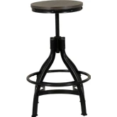 Hawkford Adjustable Backless Stool in Grey Wood & Gunmetal (Set of 2)