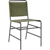 Wharton Dining Chair in Green Velvet & Black Steel