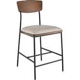 Truvy Counter Stool in Wood, Metal & Neutral Leatherette