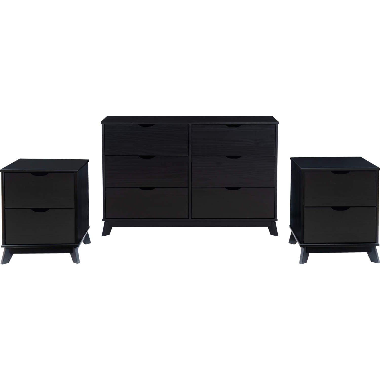 3 piece dresser and nightstand set black Powell Polly 3-Piece Black Bedroom Storage Set