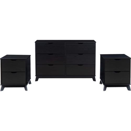 Polly 3 Piece Dresser & 2 Drawer Nightstand Set in Black