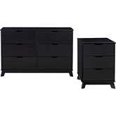 Polly 2 Piece Dresser & 3 Drawer Nightstand Set in Black